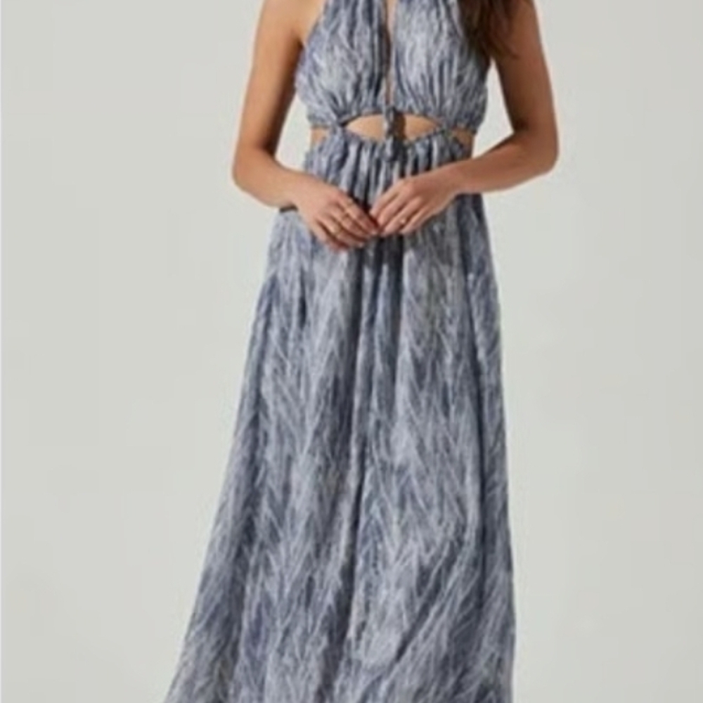 Astr Blue Backless Maxi Dress